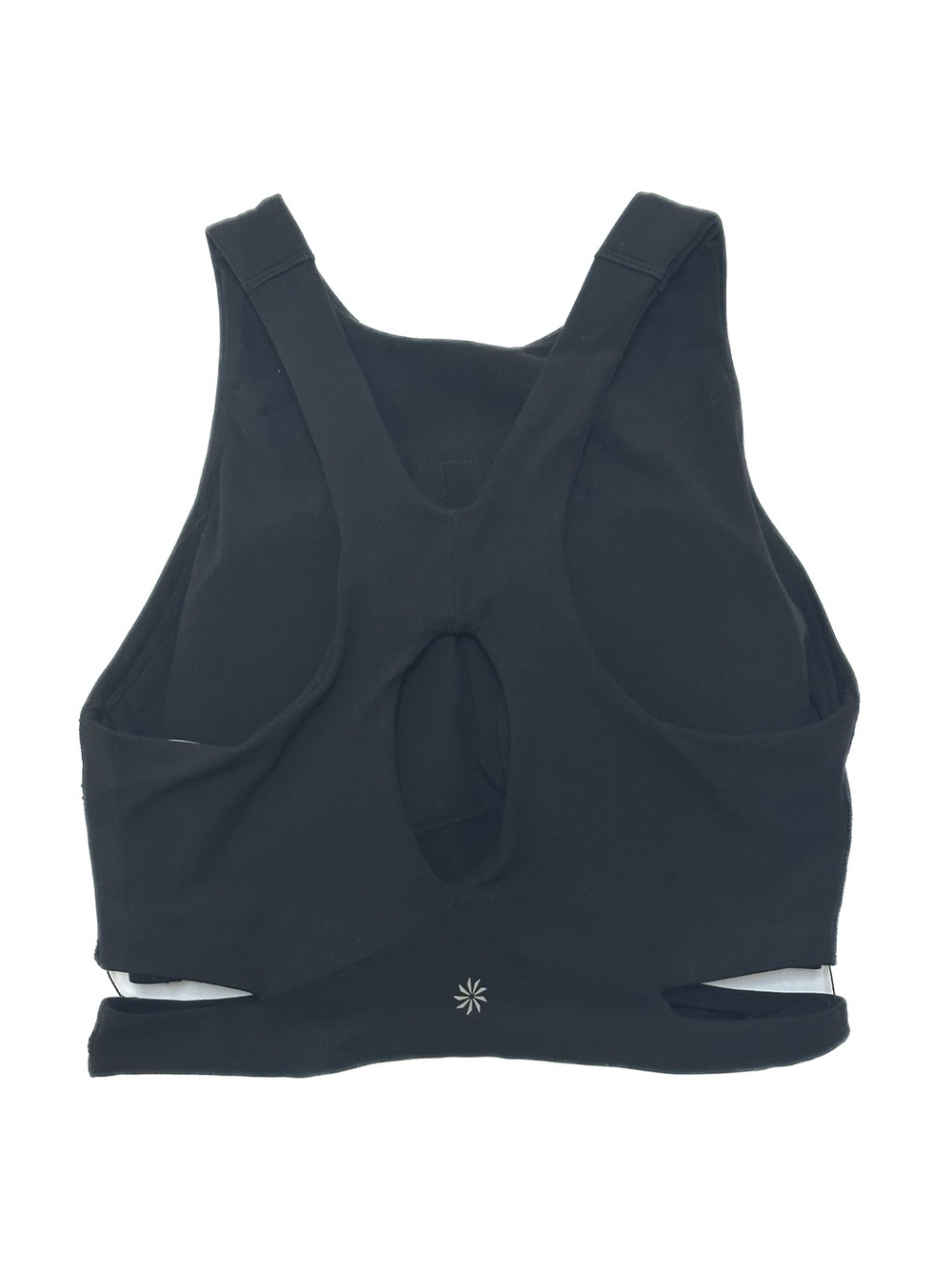 Athleta D-DD Conscious Cut Out Crop Top Longline Sports Bra Tank Black Powervita